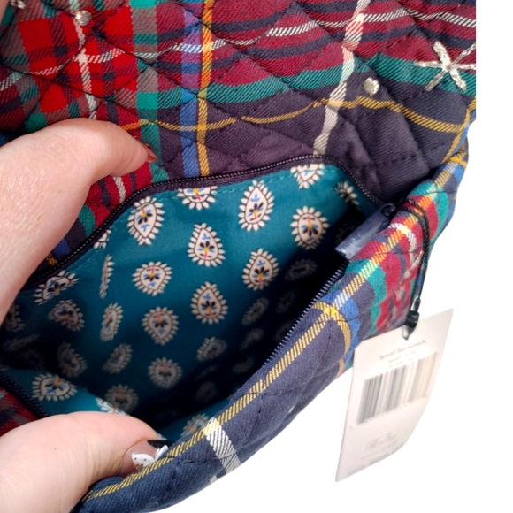 Vera Bradley Navy Blue Red Plaid Quilted Small Backpack NWT $95 - Picture 6 of 8
